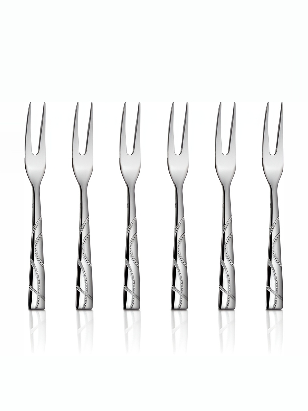 

Shri & Sam Silver Toned 6 Pieces Dotted Stainless Steel Fruit Forks