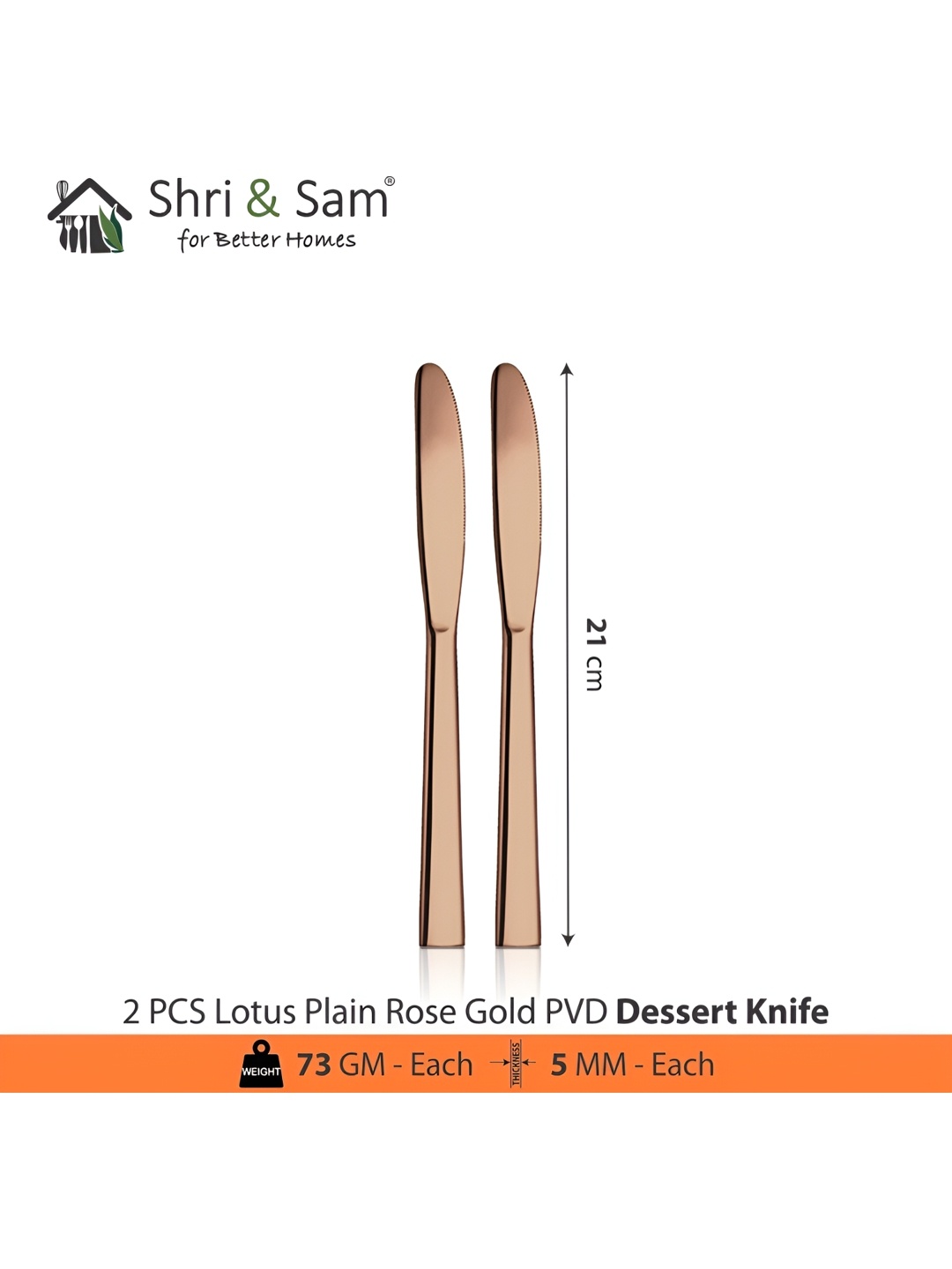 

Shri & Sam Rose Gold 2 Pieces Stainless Steel Dessert Knives