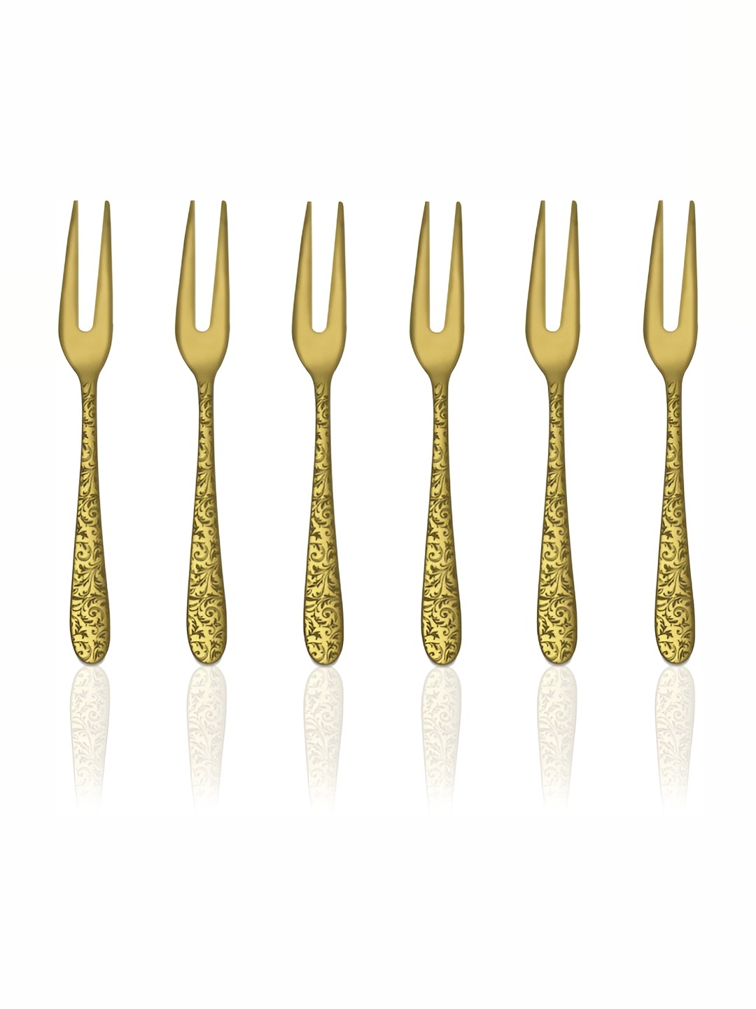 

Shri & Sam GoldToned 6 Pieces Stainless Steel Fruit Forks, Gold
