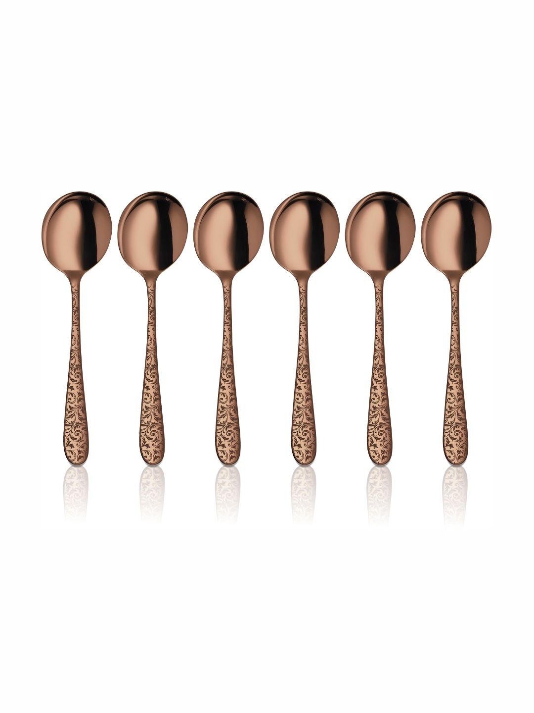 

Shri & Sam Rose Gold 6 Pieces Stainless Steel PVD Coating with Laser Soup Spoons