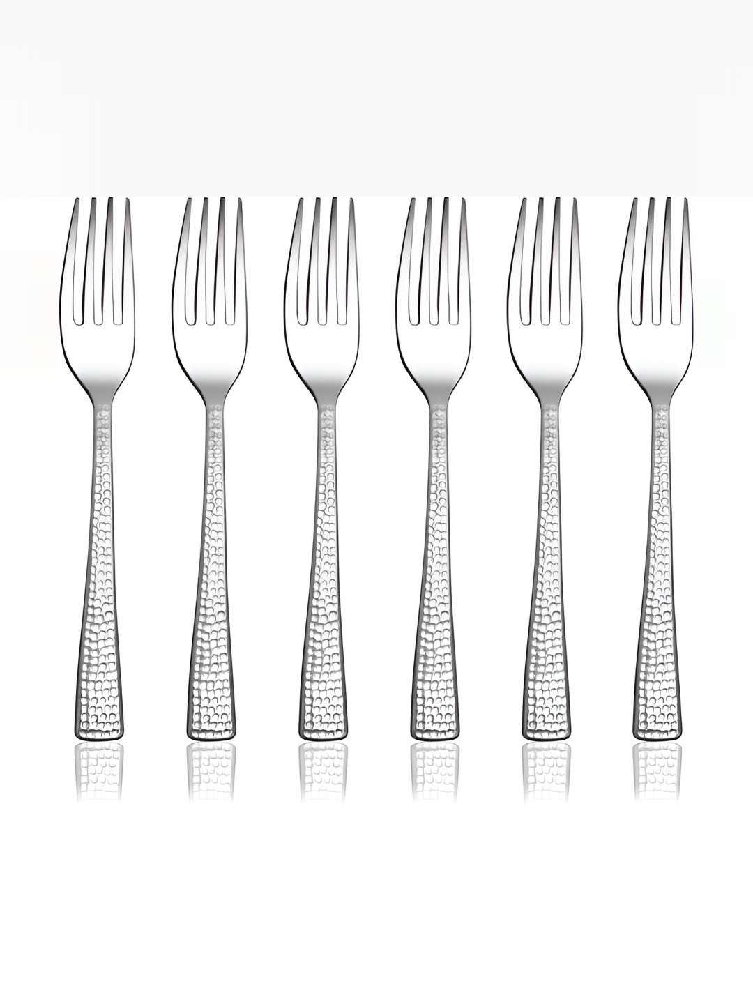 

Shri & Sam Silver Toned 6 Pieces Hammered Tea Forks, Grey