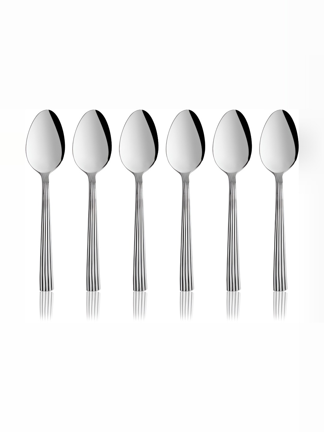 

Shri & Sam 6-Pcs Textured Stainless Steel Dessert Spoons, Silver