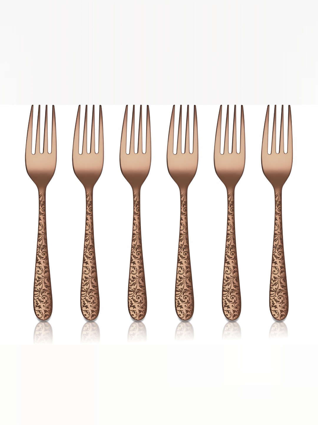

Shri & Sam Rose Gold-Toned 6 Pieces Laser Stainless Steel Dessert Forks