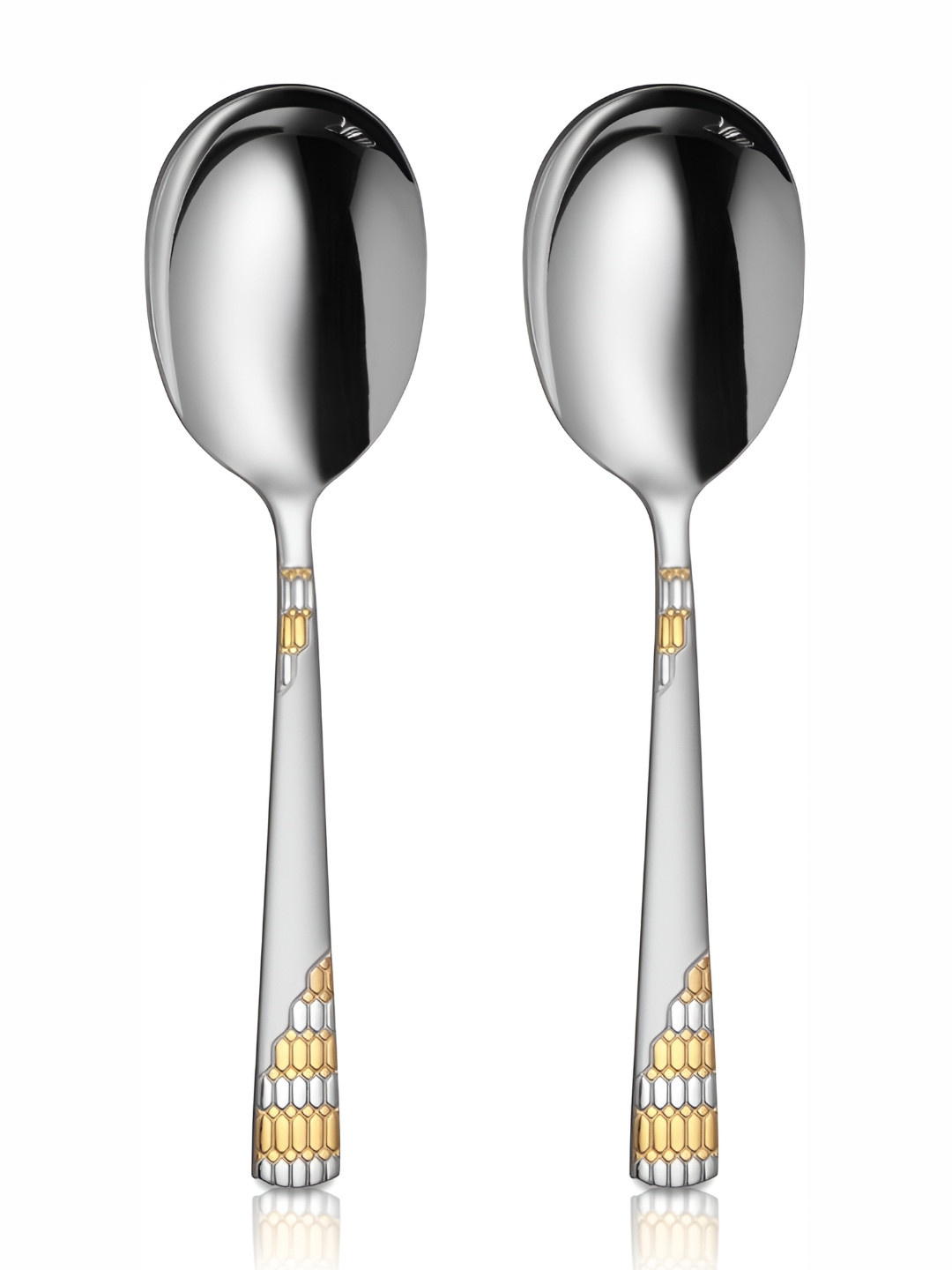 

Shri & Sam Lavish 2-Pcs Textured Stainless Steel Serving Spoons, Silver