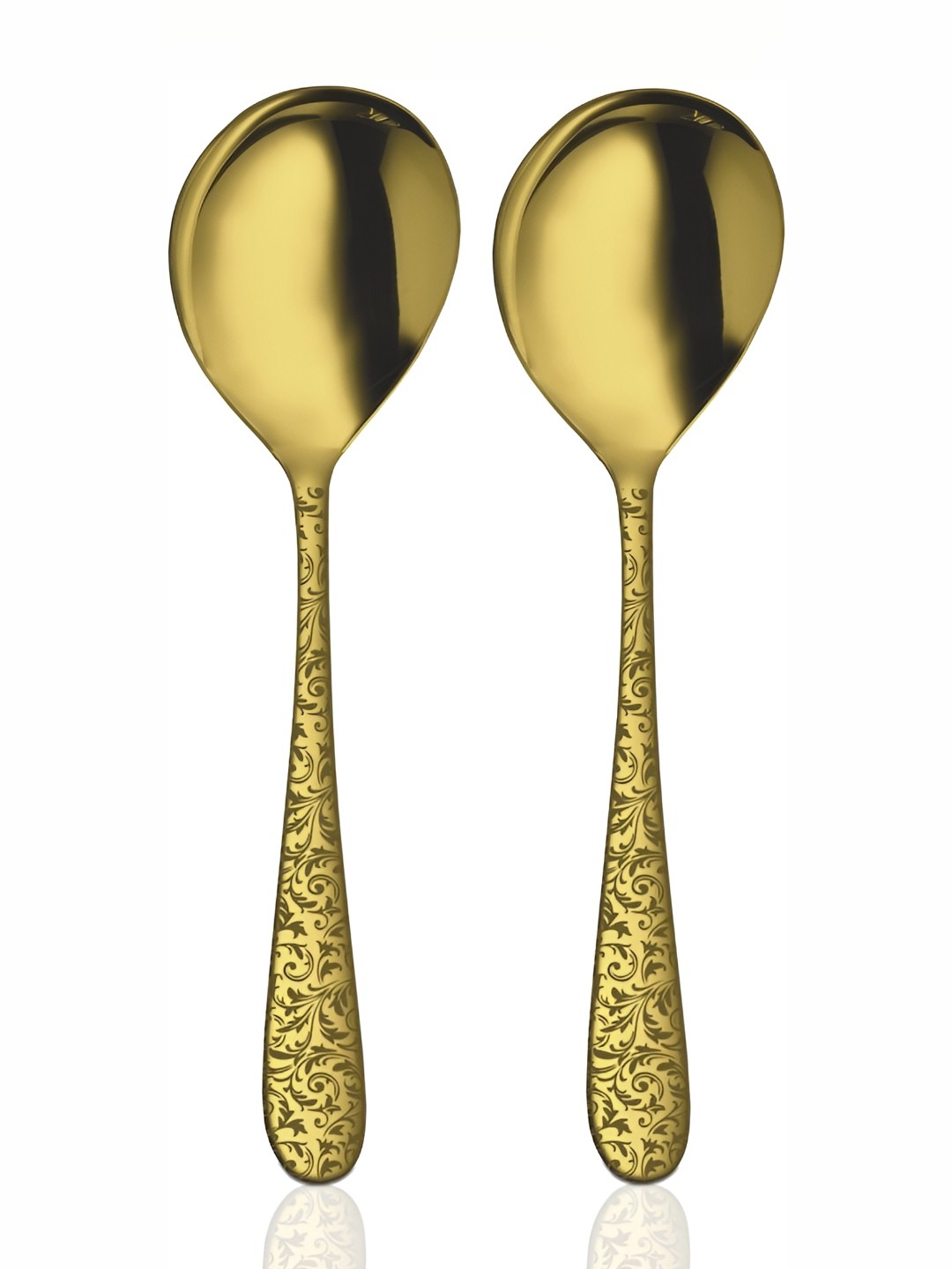 

Shri & Sam 2 Pieces Stainless Steel PVD Coating with Laser Serving Spoon, Gold