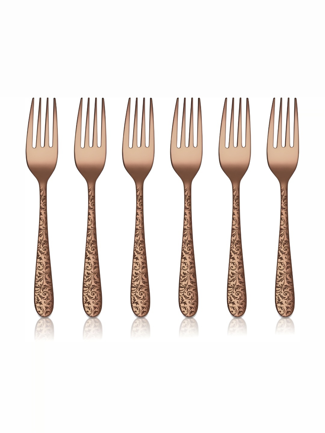 

Shri & Sam Jasmine 6-Pcs Rose Gold-Coloured Laser Tea Fork Cutlery Set