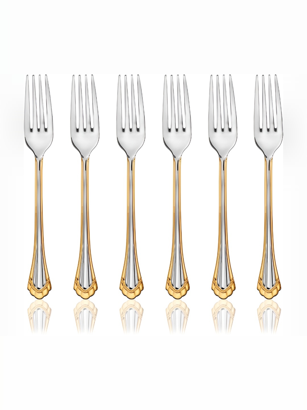 

Shri & Sam Feather Silver Toned 6 Pieces Dessert Fork Cutlery Set