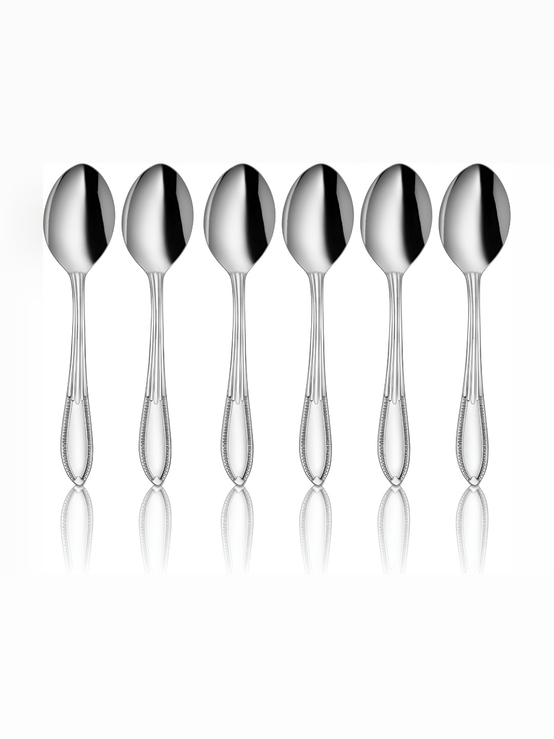 

Shri & Sam Spark Silver Toned 6 Pieces Textured Stainless Steel Dessert Spoons