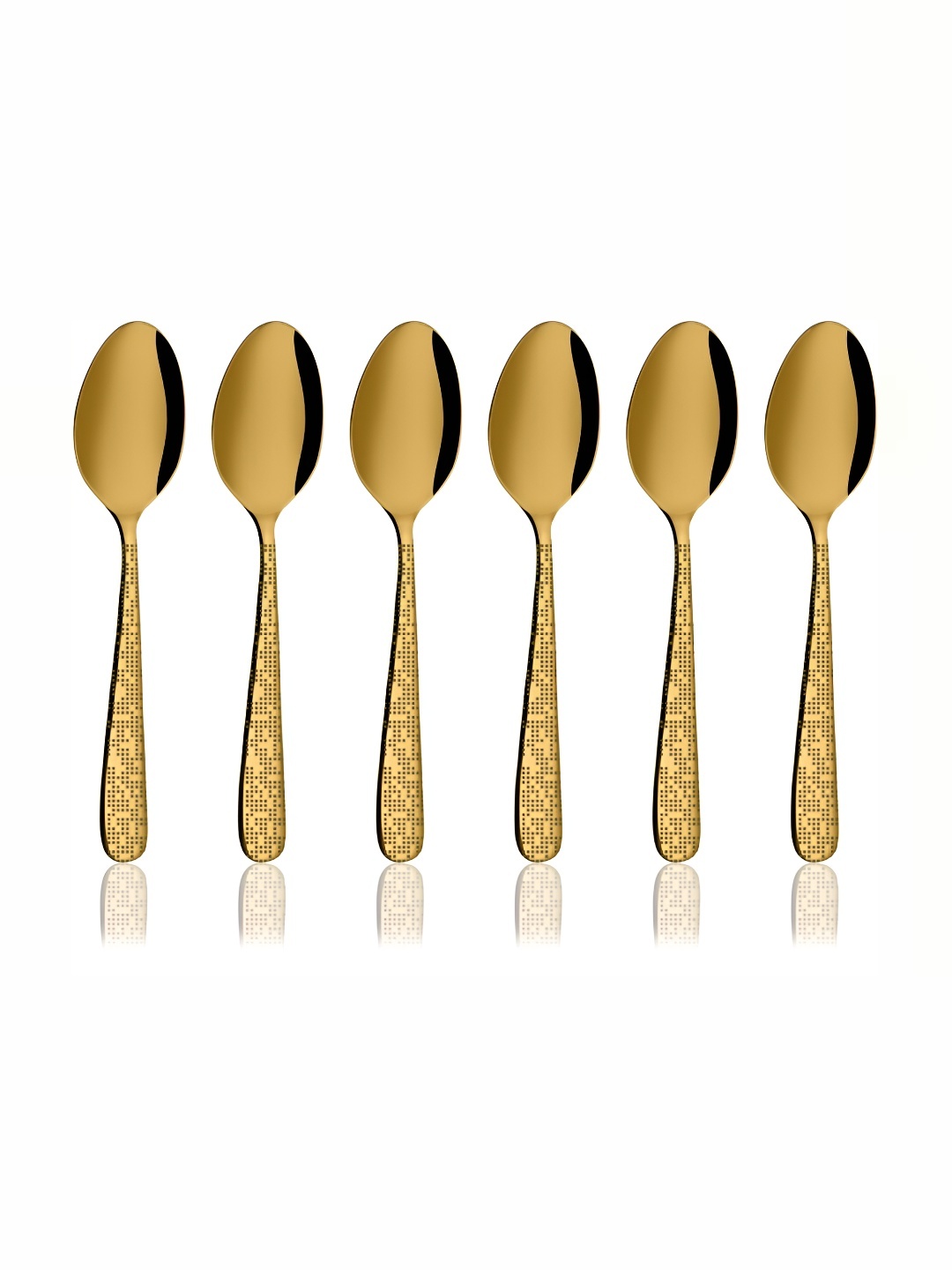 

Shri & Sam 6 Pieces PVD Coating With Laser Stainless Steel Dessert Spoons, Gold