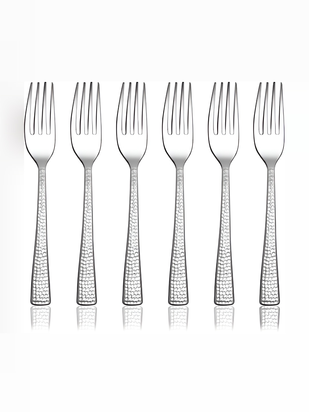 

Shri & Sam 6 Pieces Grey Steel Impressa Hammered Baby Forks, Silver