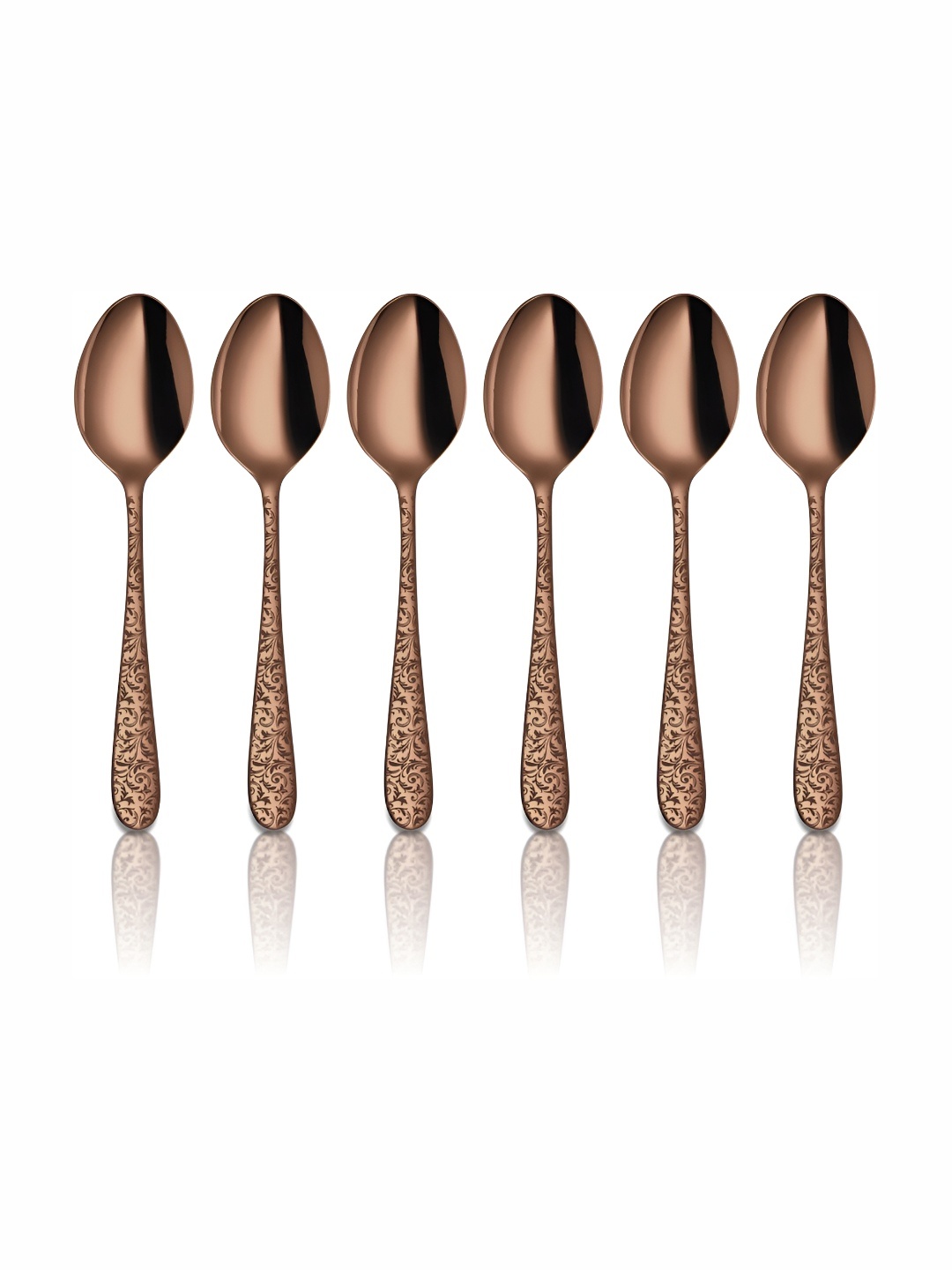 

Shri & Sam Jasmine Rose Gold 6 Pieces PVD Coating With Laser Coffee Spoons