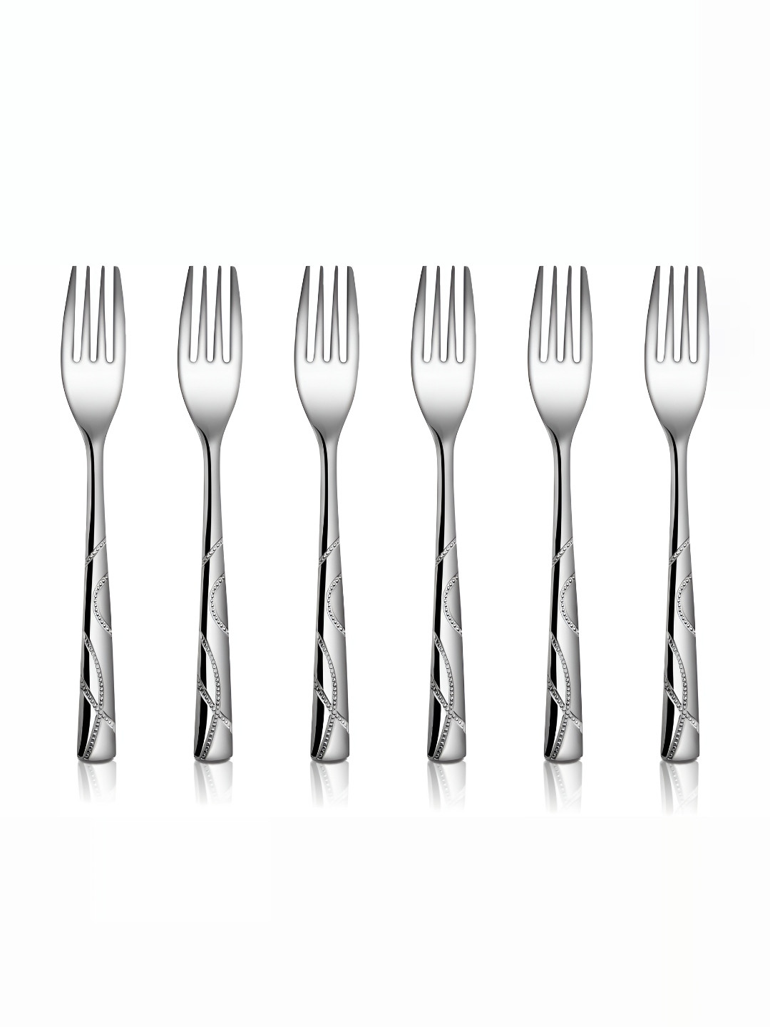 

Shri & Sam 6-Pcs GSW Dotted Stainless Steel Dessert Forks, Silver