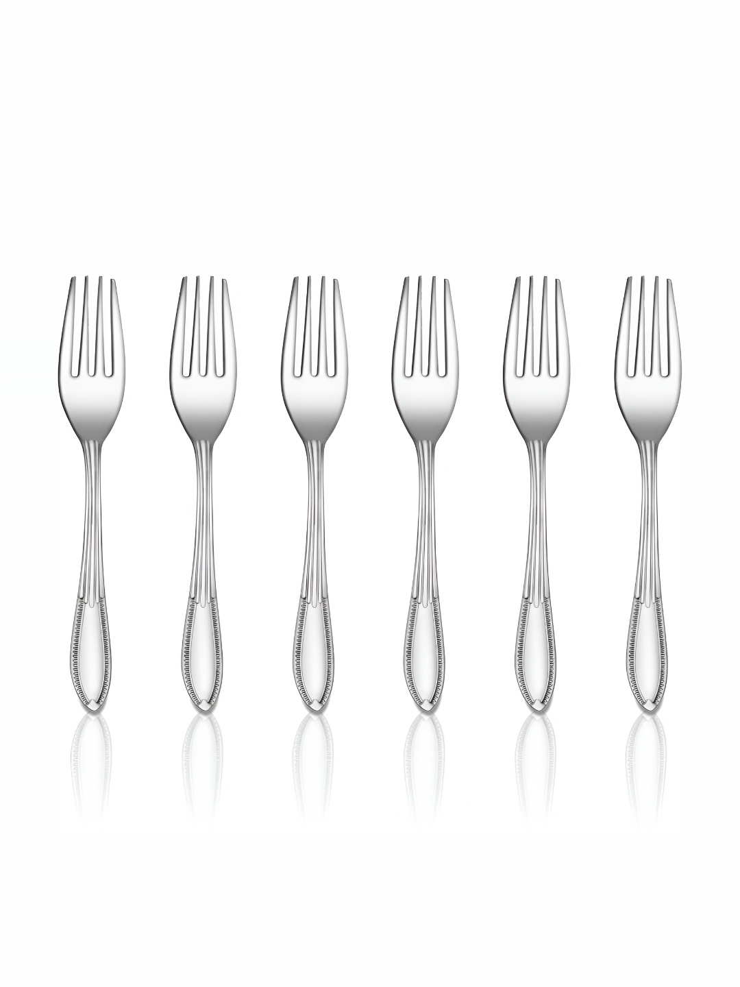 

Shri & Sam Spark Sliver Toned 6 Pieces Textured Stainless Steel Dessert Forks, Silver