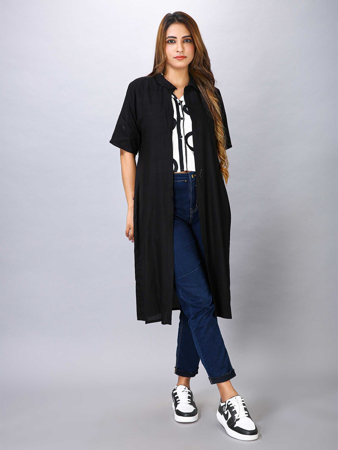 

MAIYEE Open Front Longline Shrug, Black