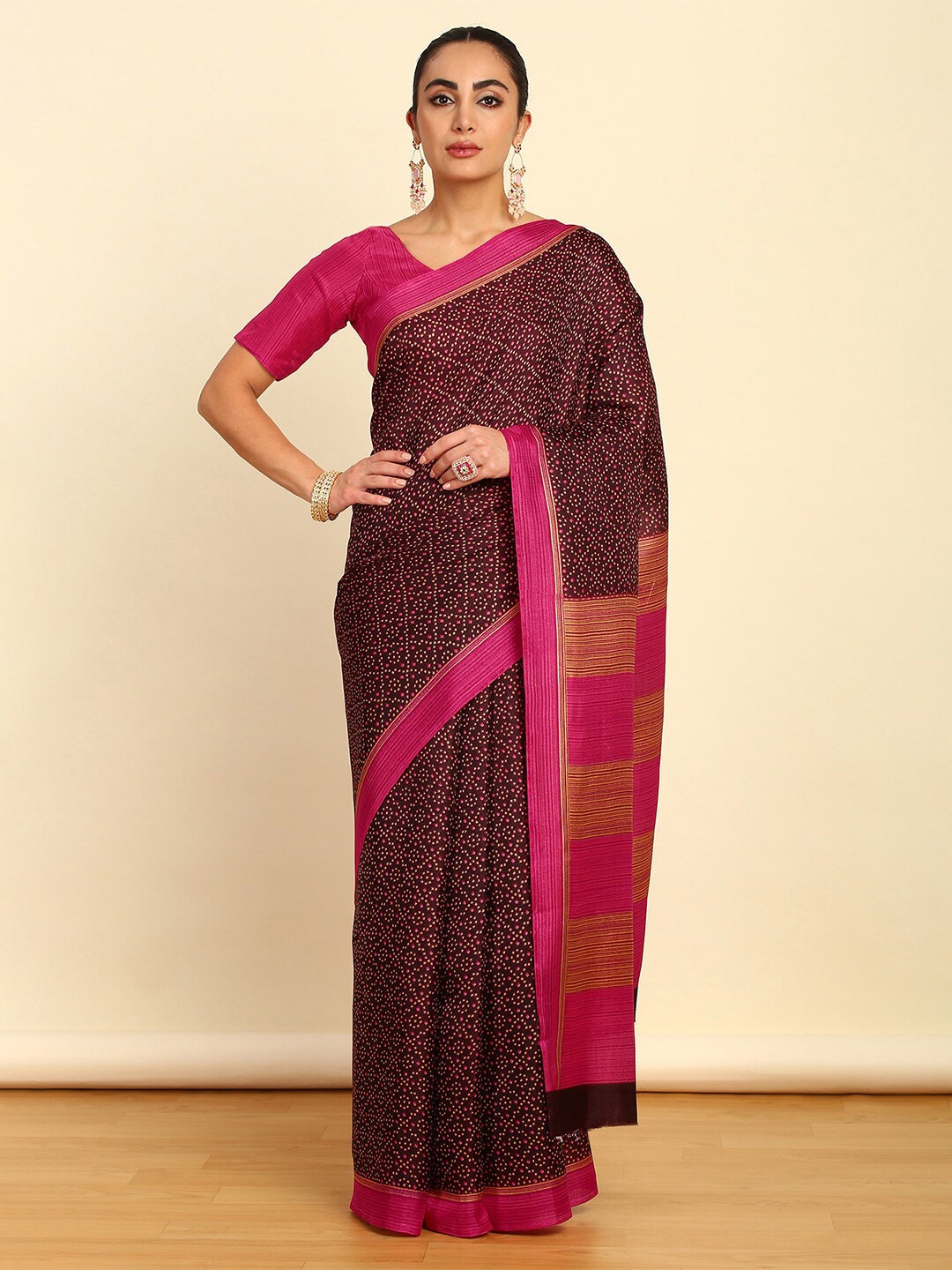 

Soch Ethnic Motifs Art Silk Saree, Maroon