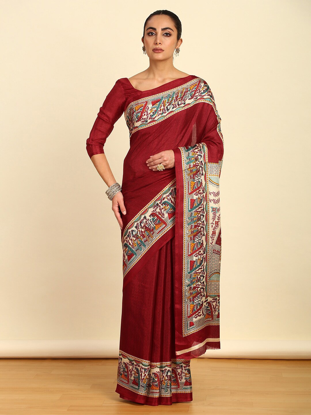 

Soch Ethnic Motifs Art Silk Saree, Maroon