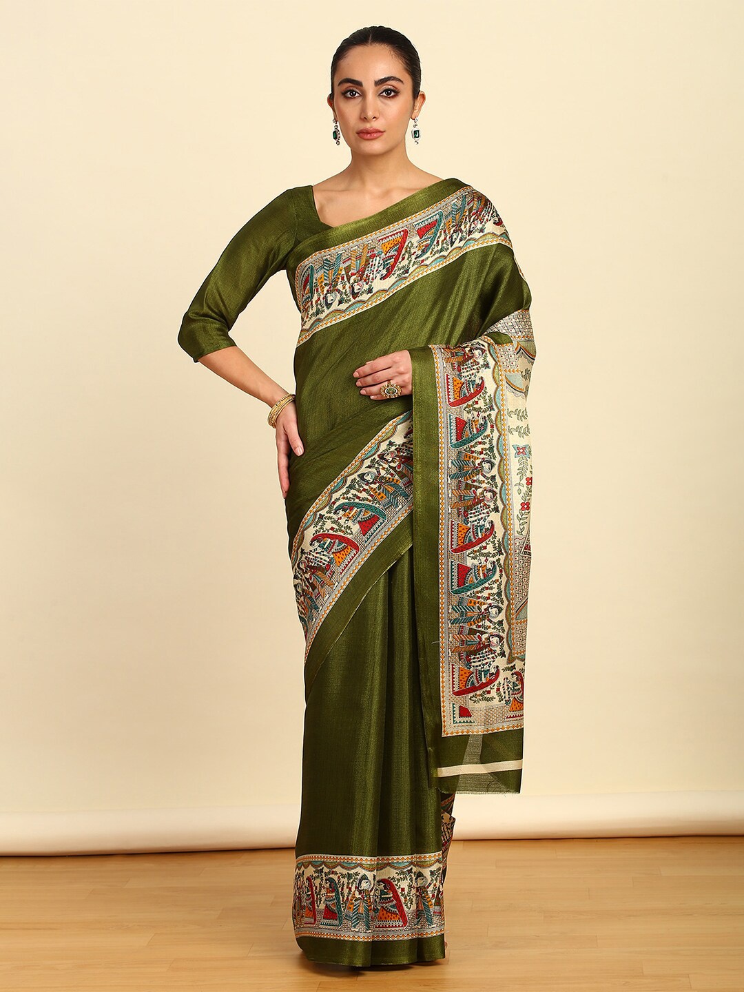 

Soch Printed Art Silk Saree, Green