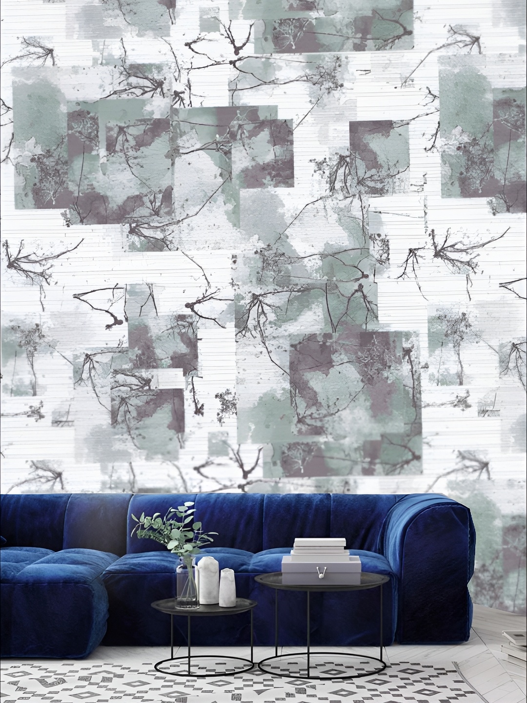 

KSHIRSA Grey & White Printed Self-Adhesive Laminated Removable Wallpaper