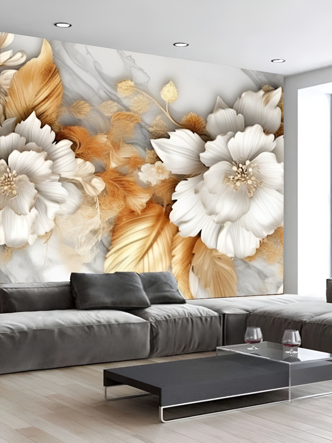 

KSHIRSA White & Brown Printed Self-Adhesive Laminated Removable Wallpaper