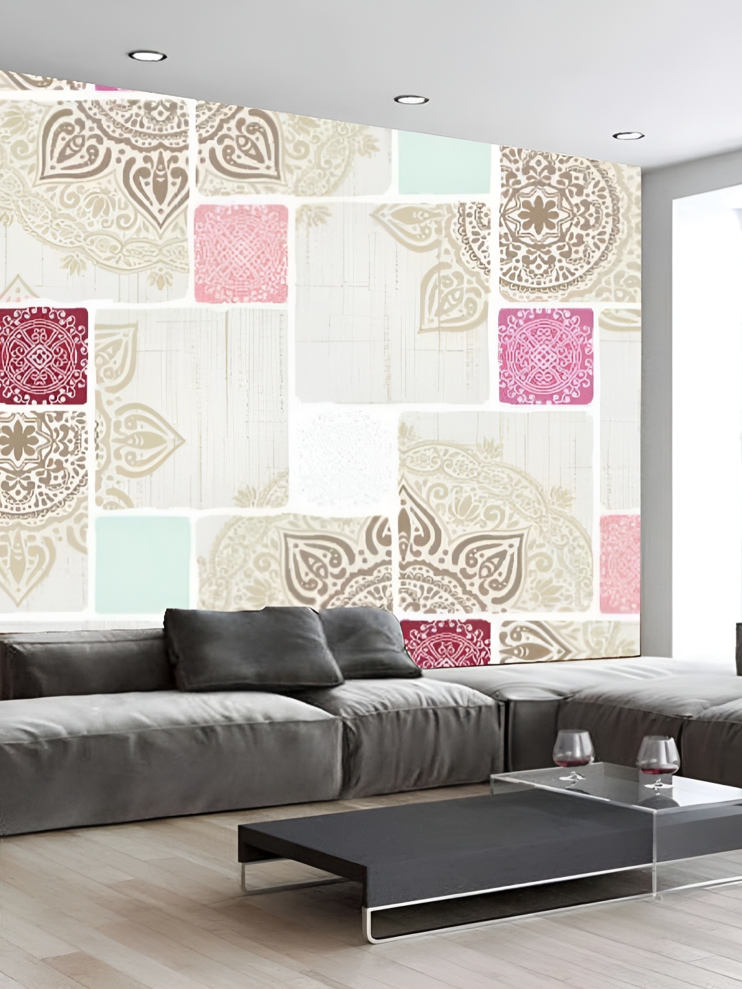 

KSHIRSA White & Brown Printed Self-Adhesive Laminated Wallpaper