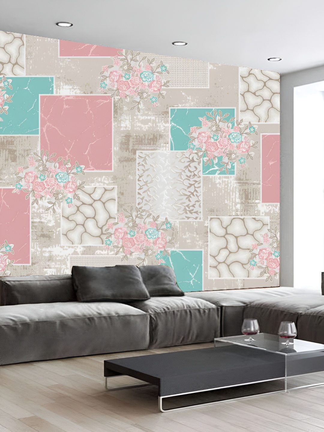 

KSHIRSA Brown & Pink Printed Self-Adhesive Laminated Wallpaper