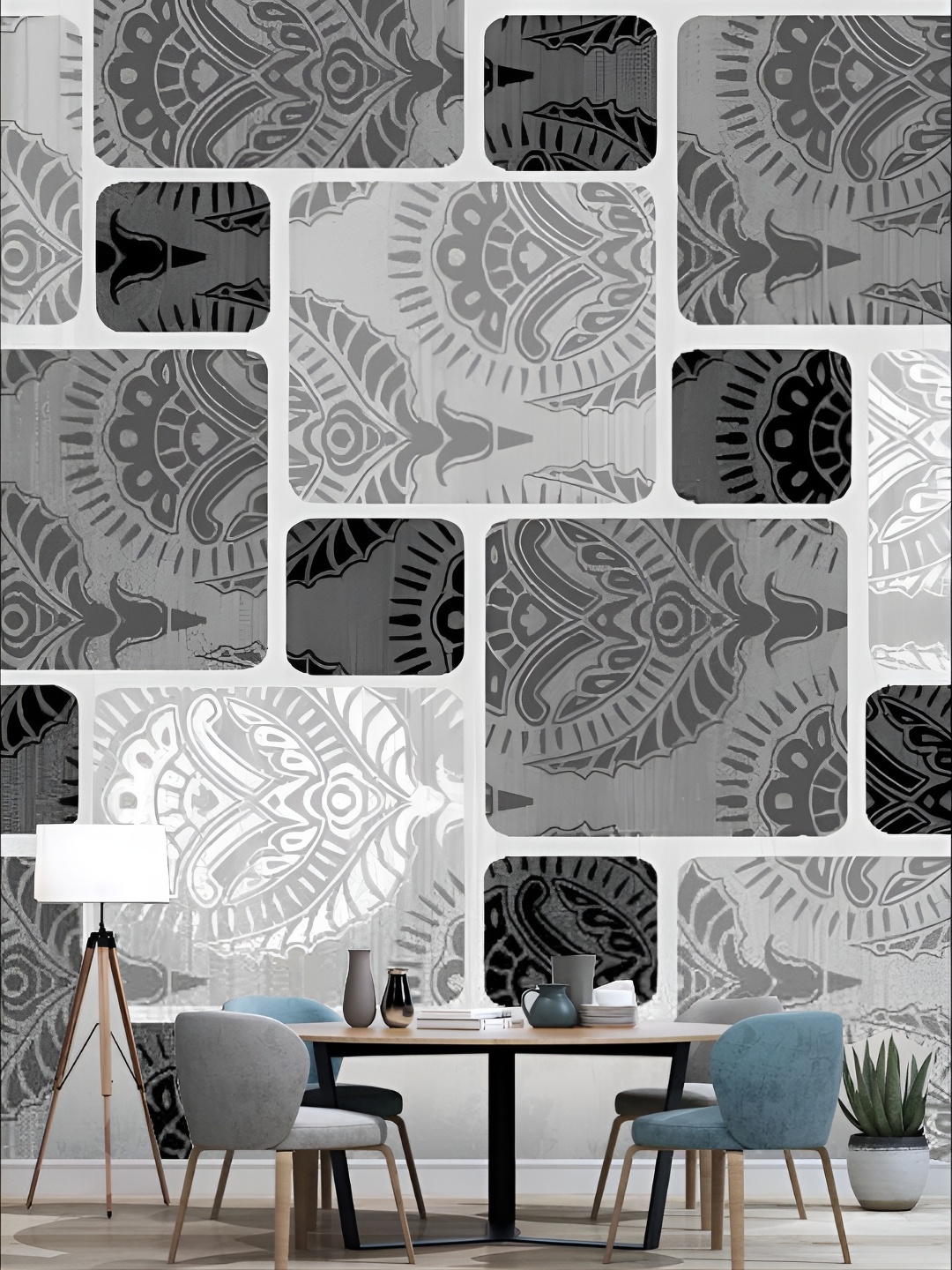 

KSHIRSA Grey & White Printed Self-Adhesive Laminated Wallpaper