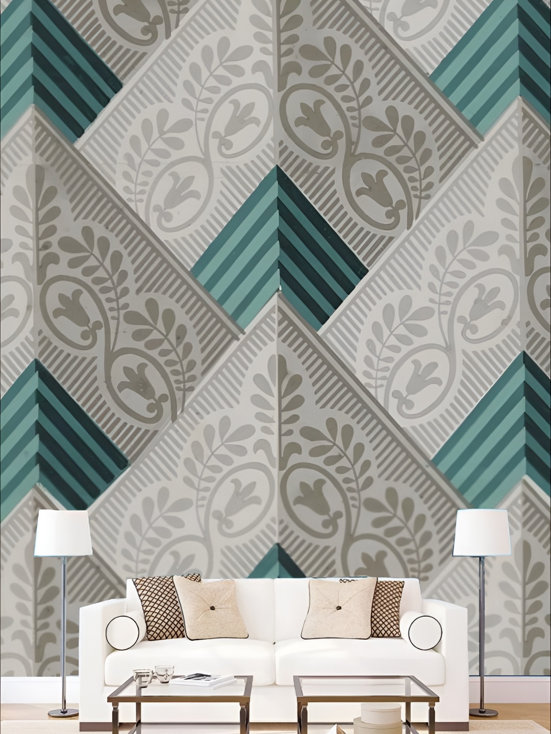 

KSHIRSA Grey & Green Printed Self-Adhesive Laminated Wallpaper