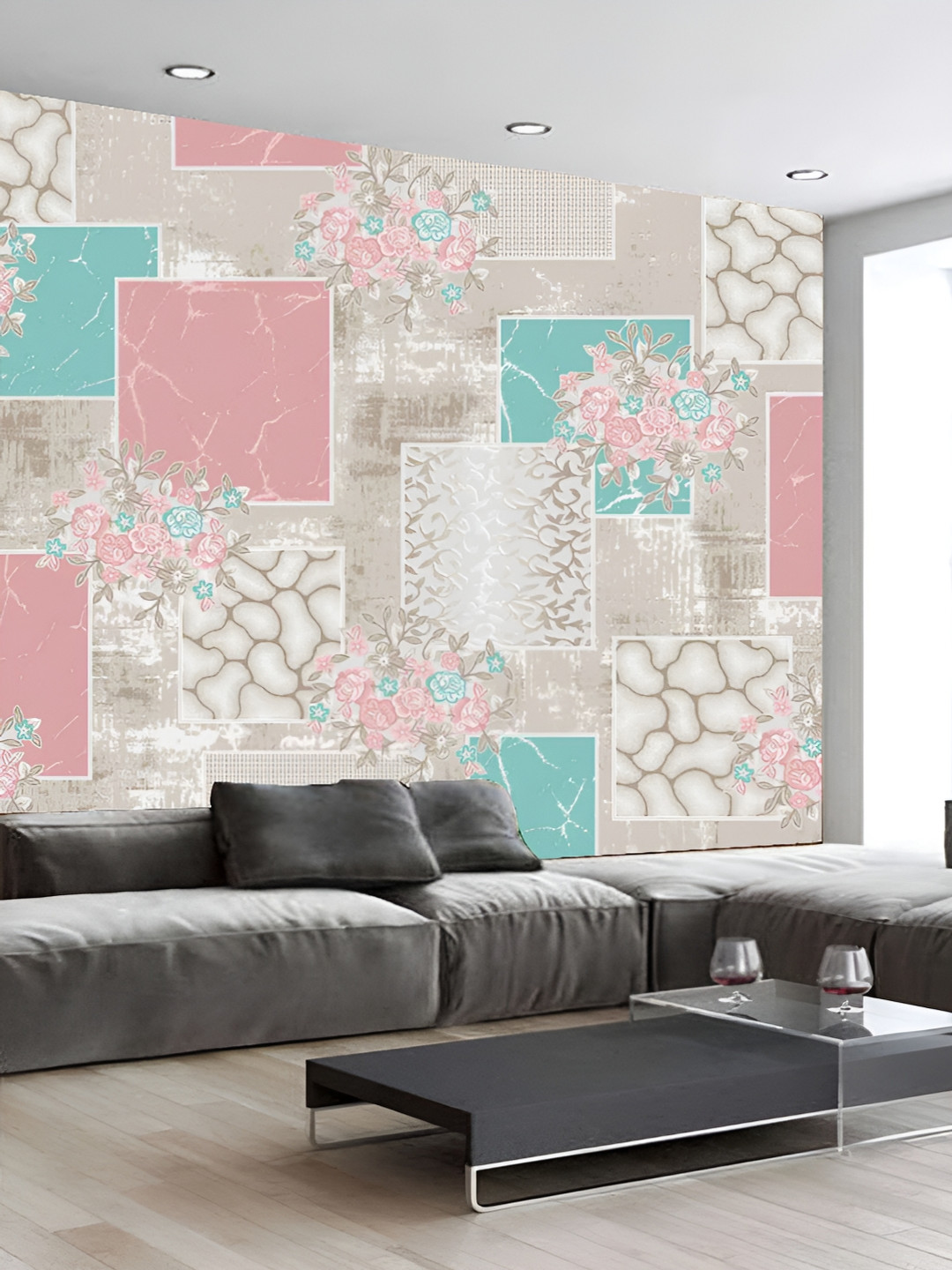 

KSHIRSA Brown & Pink Printed Self-Adhesive Laminated Removable Wallpaper