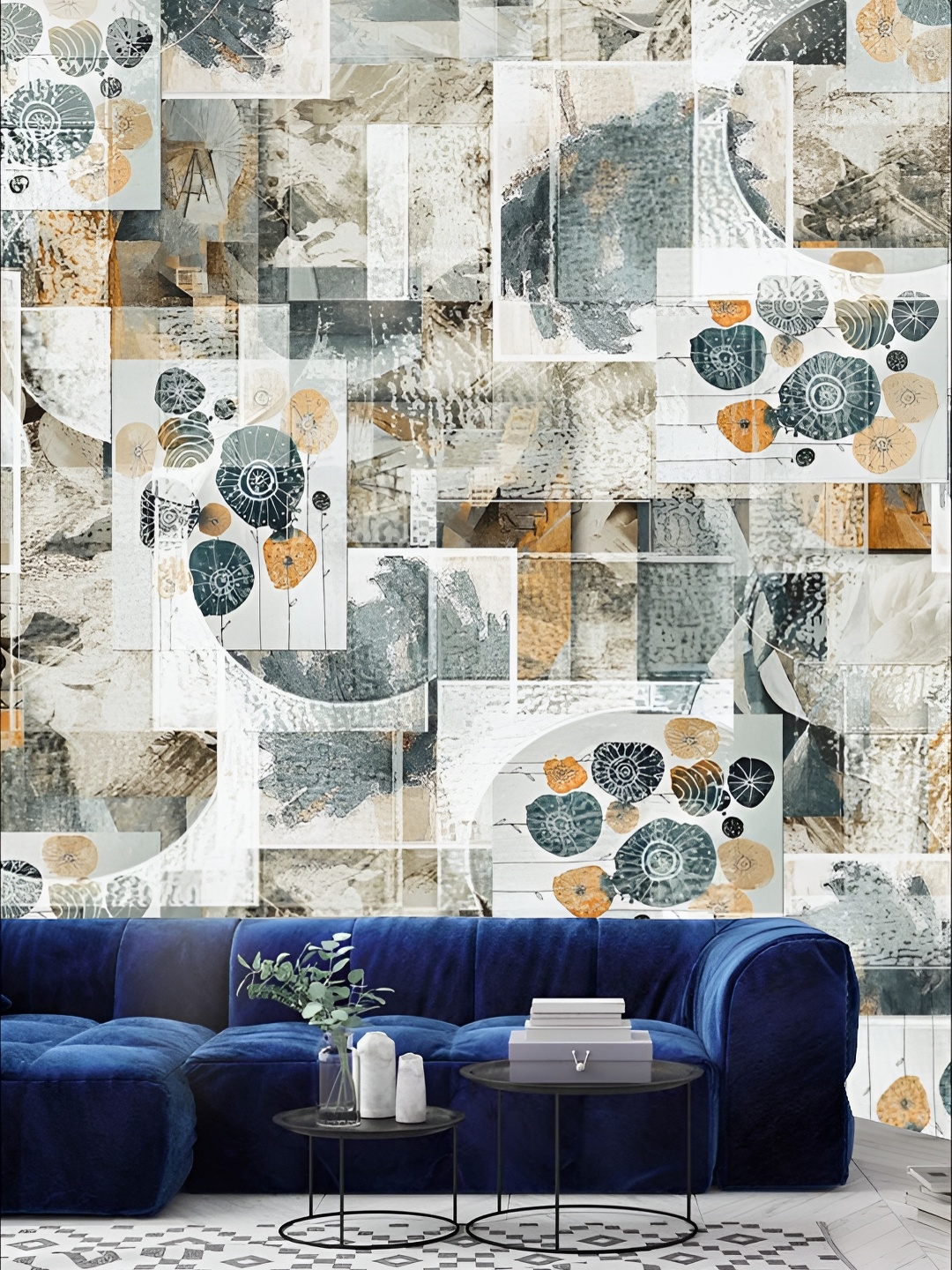 

KSHIRSA Grey & White Printed Self-Adhesive Laminated Removable Wallpaper
