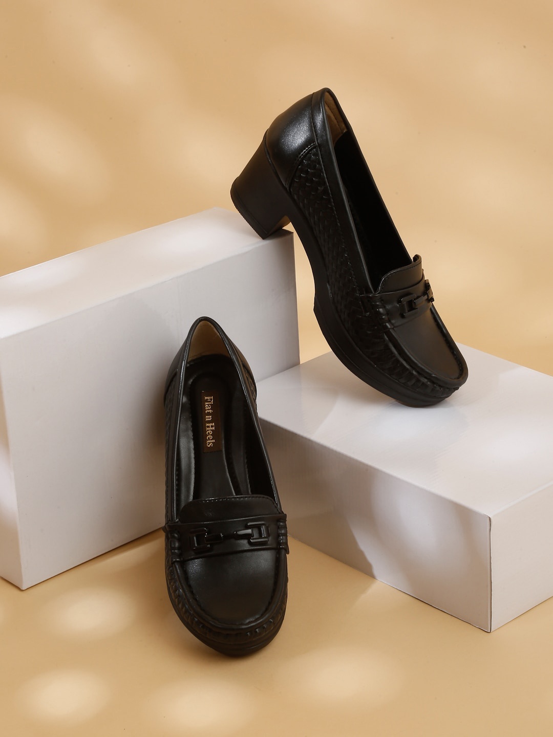 

Flat n Heels Square Toe Block Heels, Black