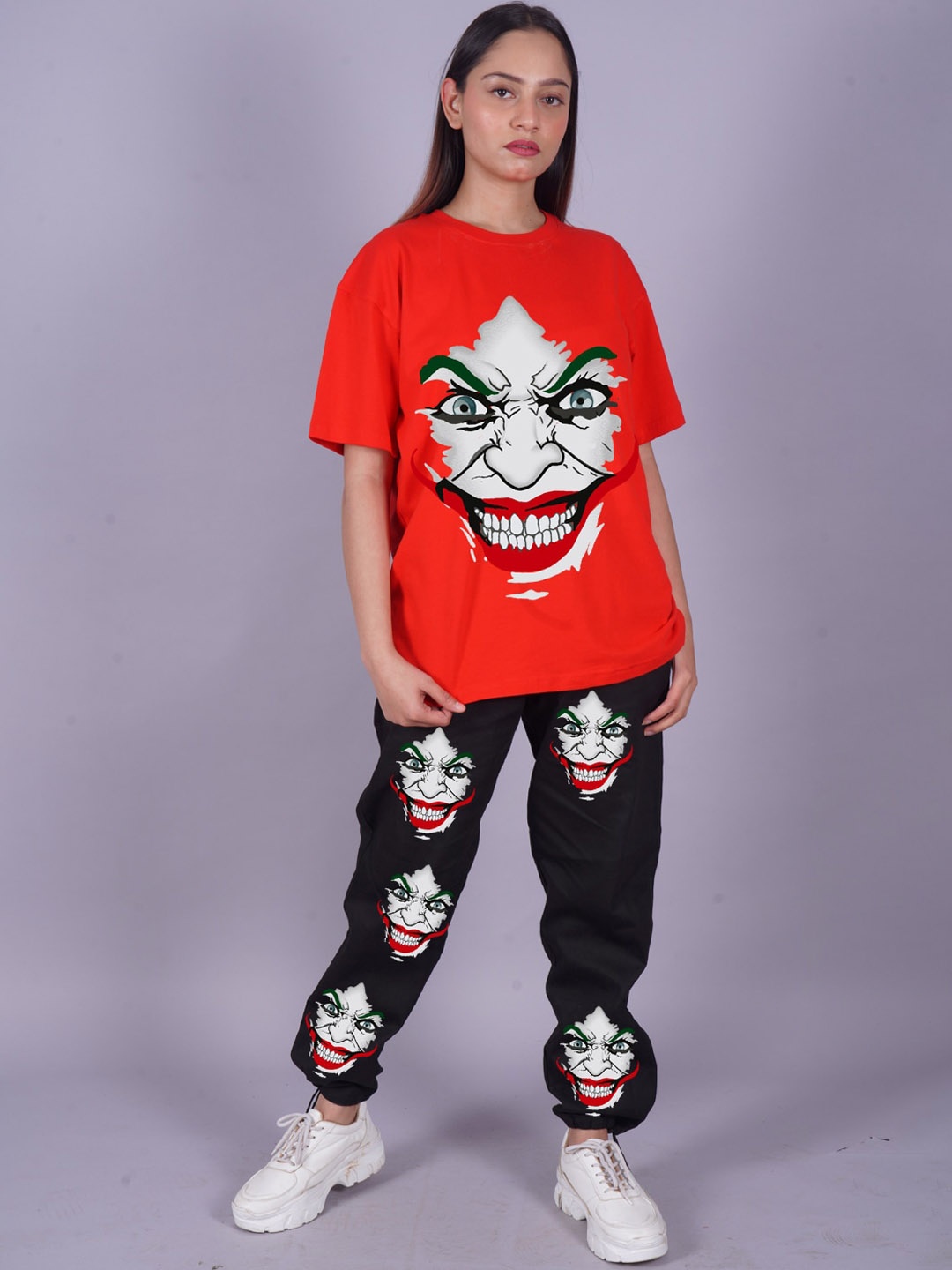 

VYVE Printed Oversized T-shirt With Joggers Co-Ords, Red