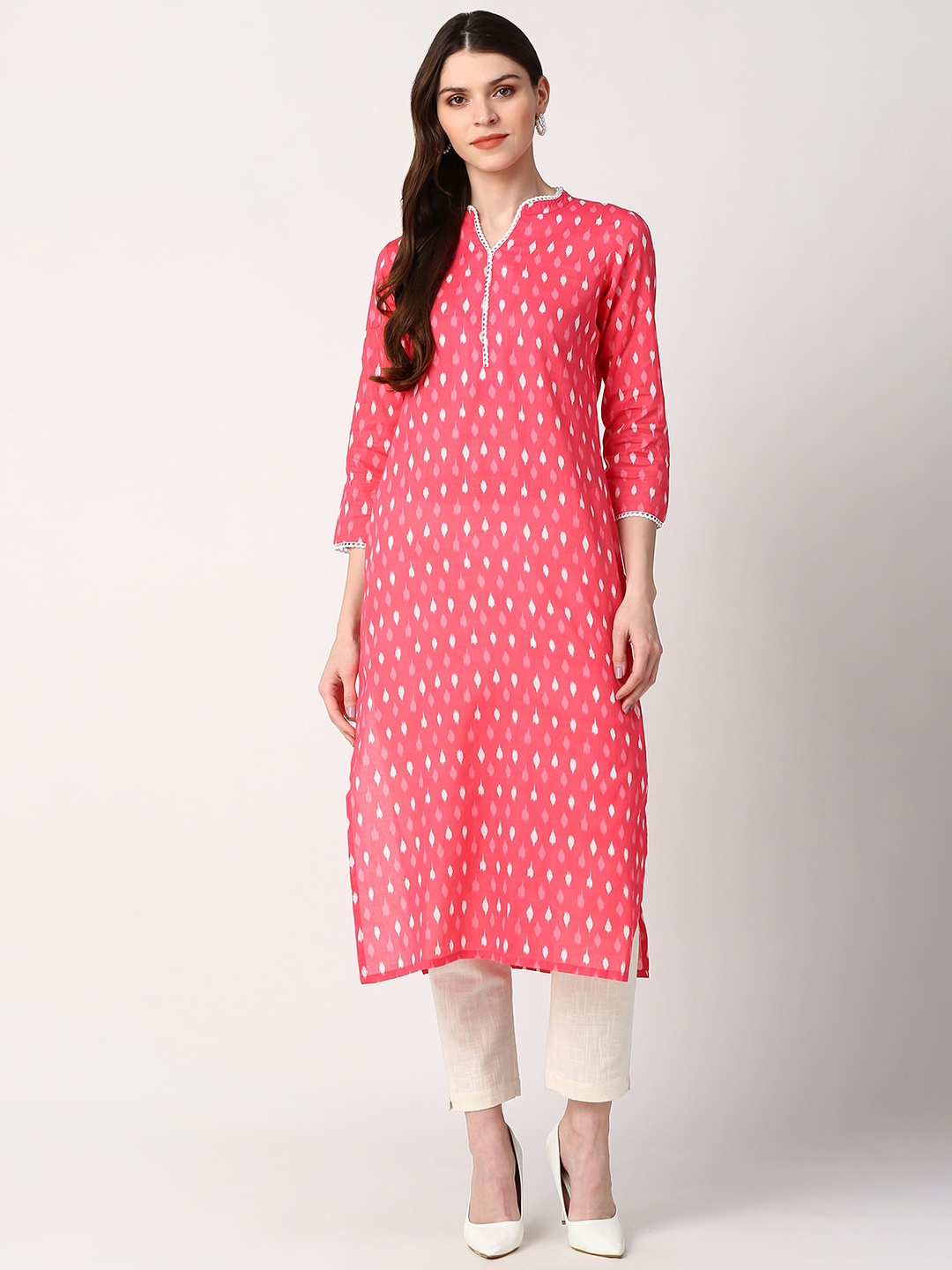 

AHIKA Ethnic Motifs Printed Cotton Kurta, Pink