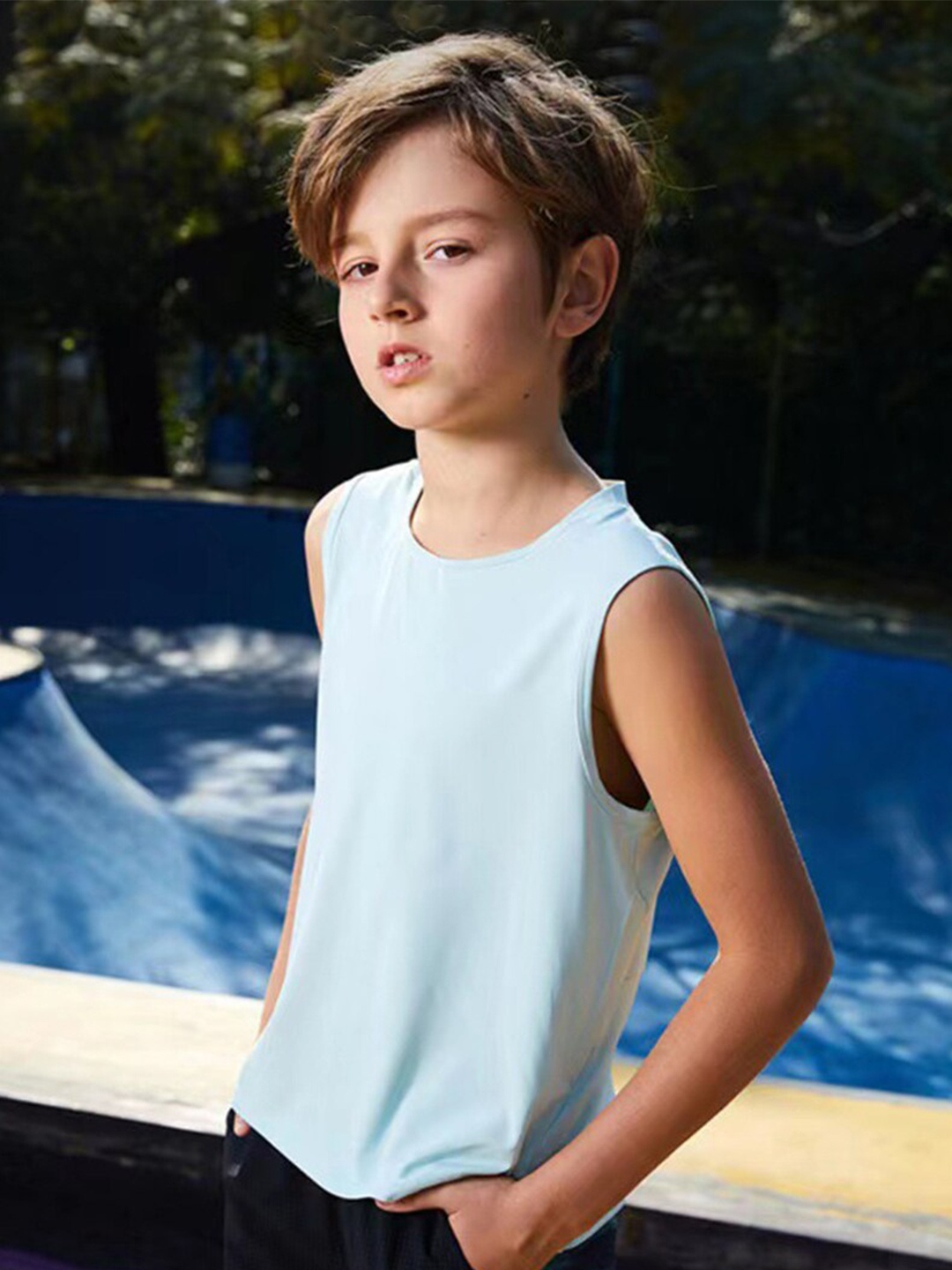

INCLUD Boys Printed Round Neck Raw Edge T-shirt, Blue