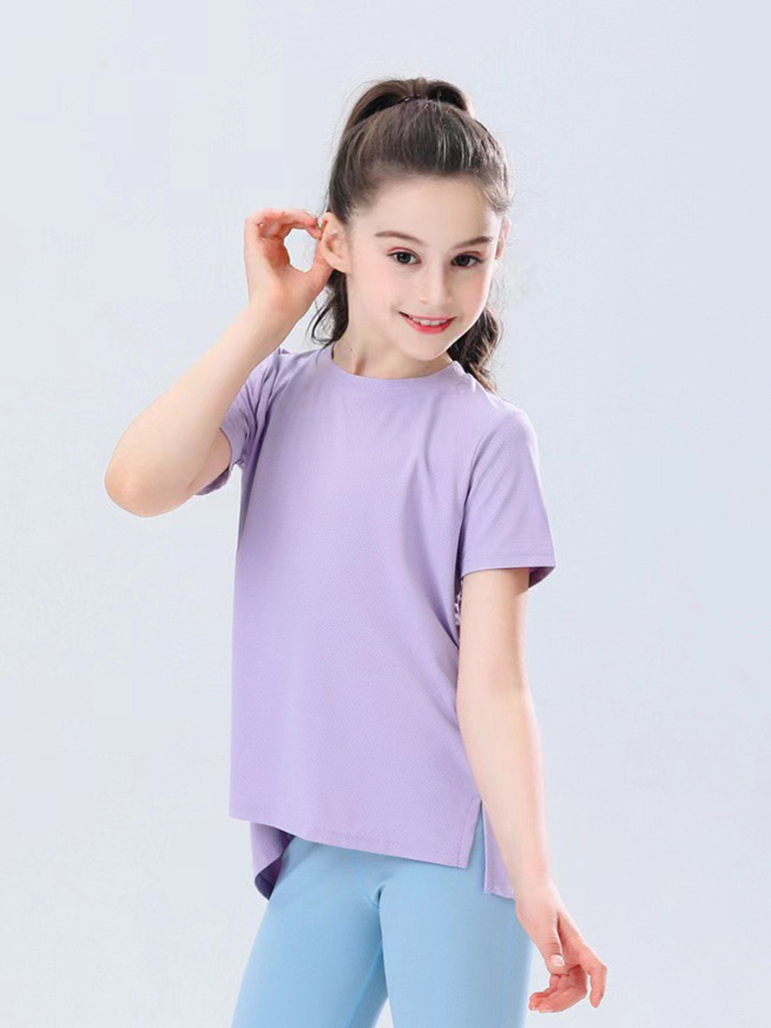 

INCLUD Girls Round Neck Short Sleeves Nylon T-Shirt, Purple
