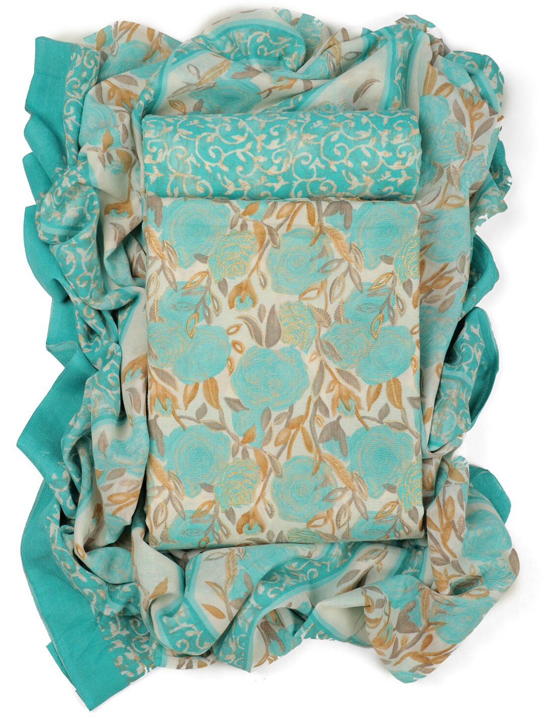 

Sun Fashion And Lifestyle Floral Printed Unstitched Dress Material, Blue