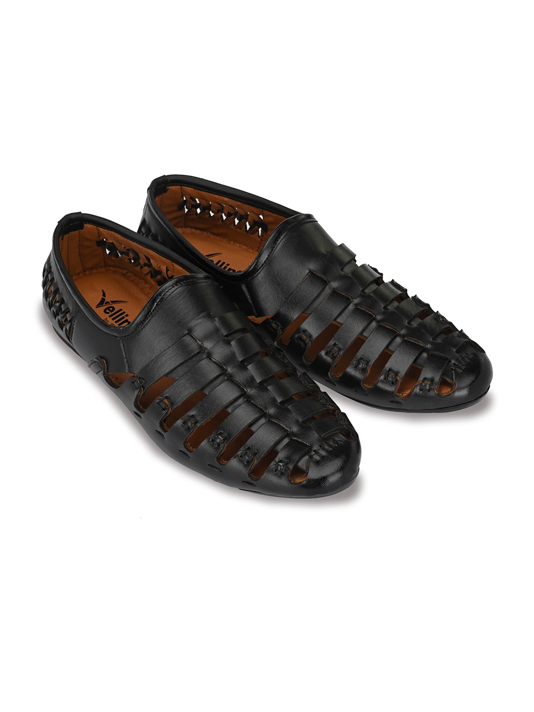 

Vellinto Men Lightweight Comfort Insole Contrast Sole Mojaris, Black