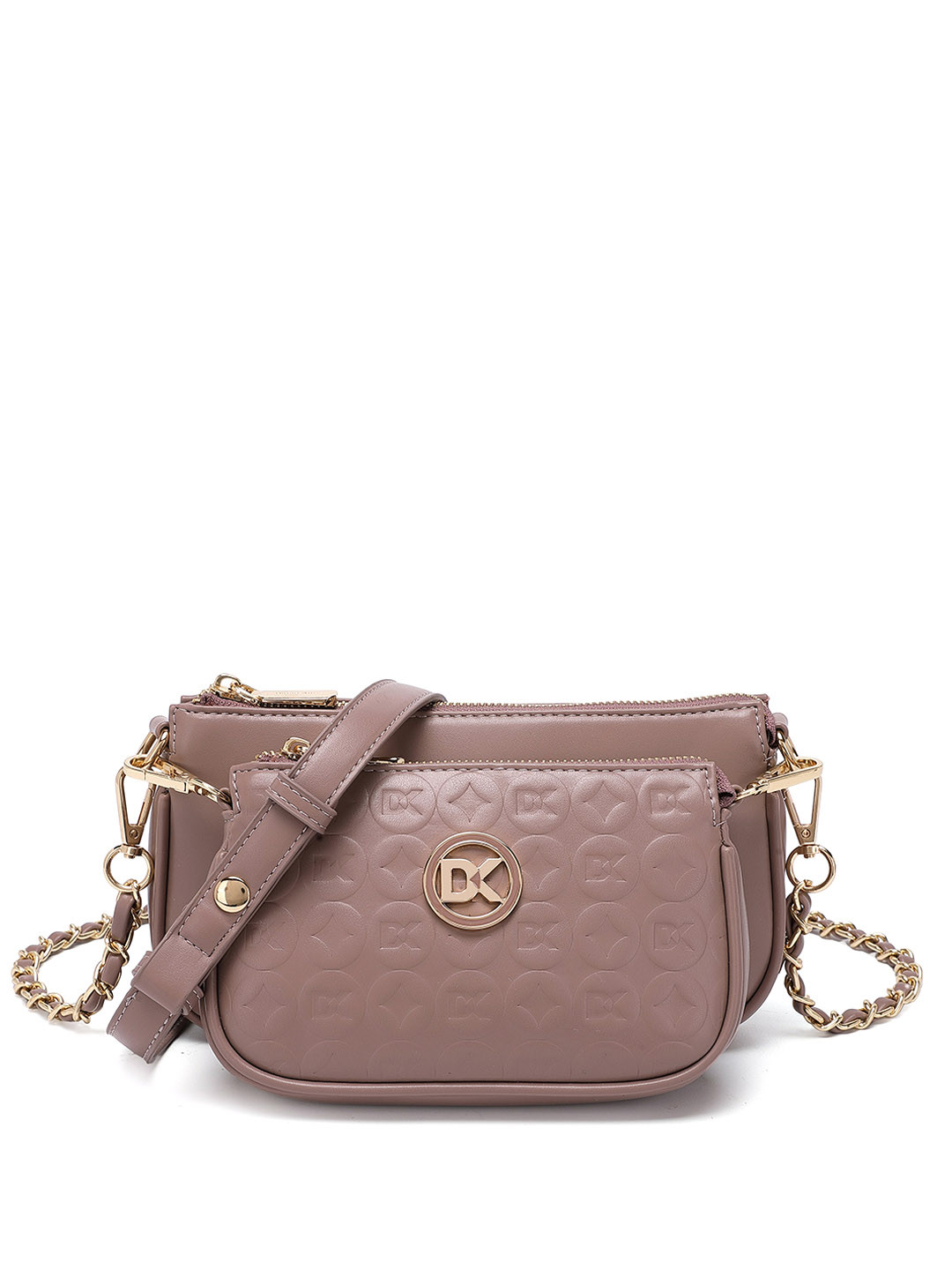 

Diana Korr Textured PU Structured Sling Bag with Quilted, Pink