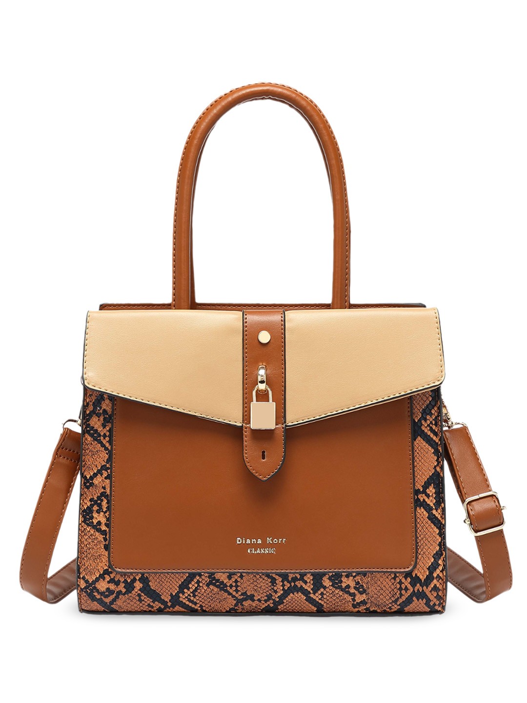 

Diana Korr Colourblocked Structured Handheld Bag, Brown