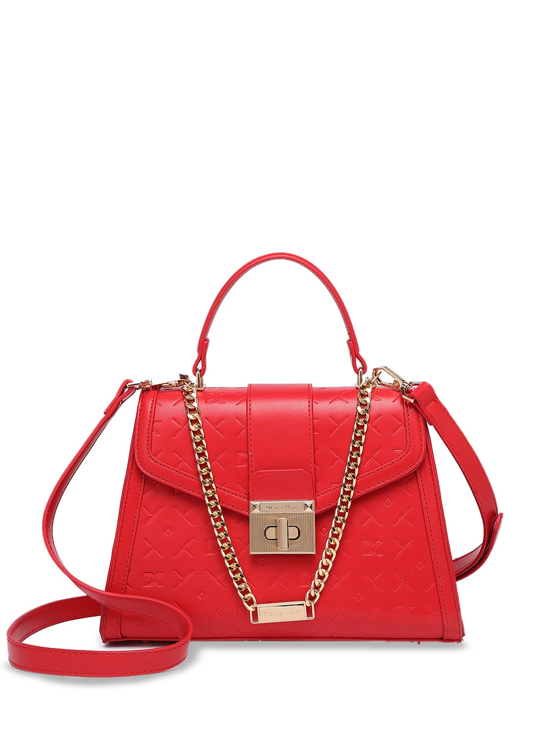 

Diana Korr Textured PU Structured Handheld Bag with Quilted, Red