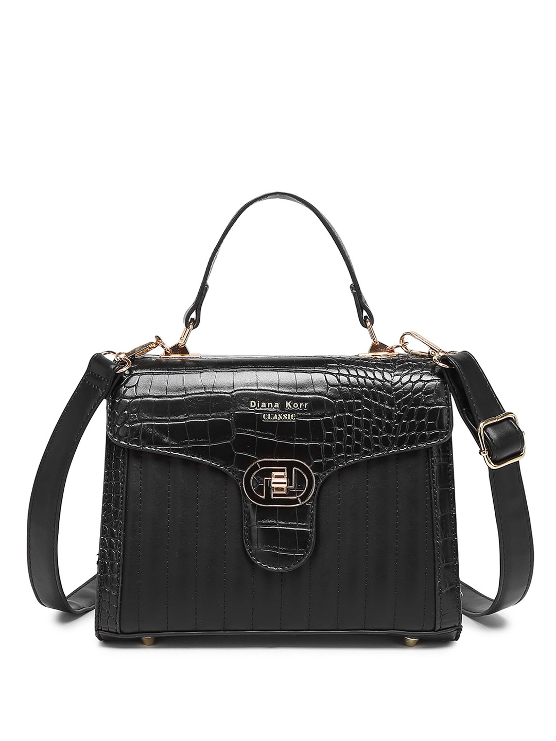 

Diana Korr Textured Structured Satchel, Black