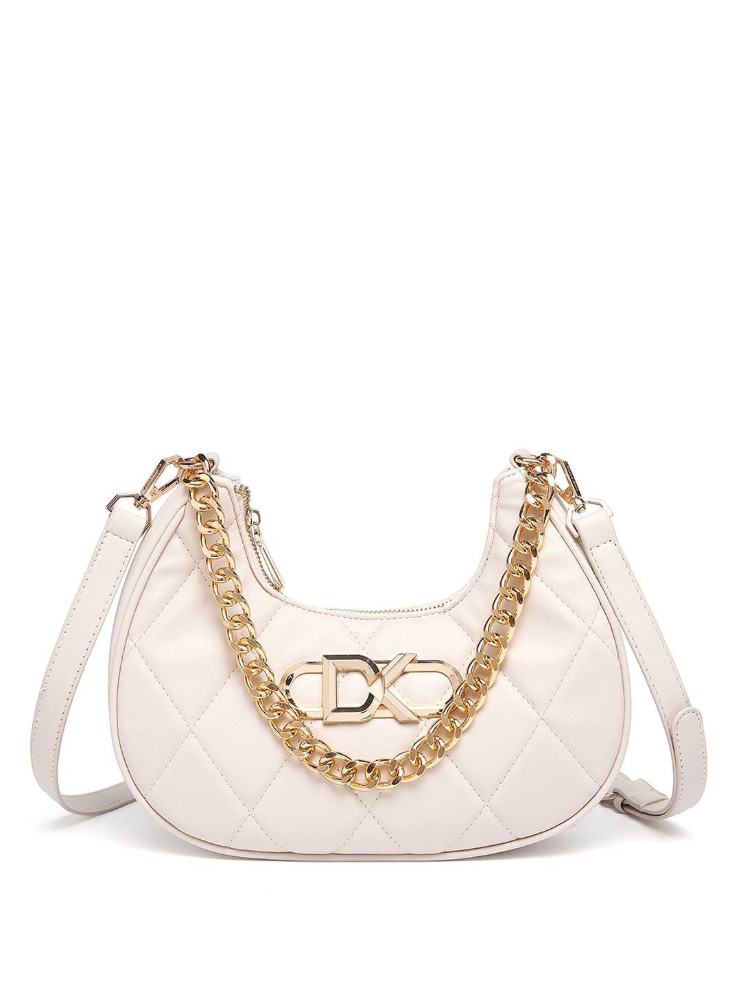 

Diana Korr Textured PU Structured Handheld Bag with Quilted, Off white