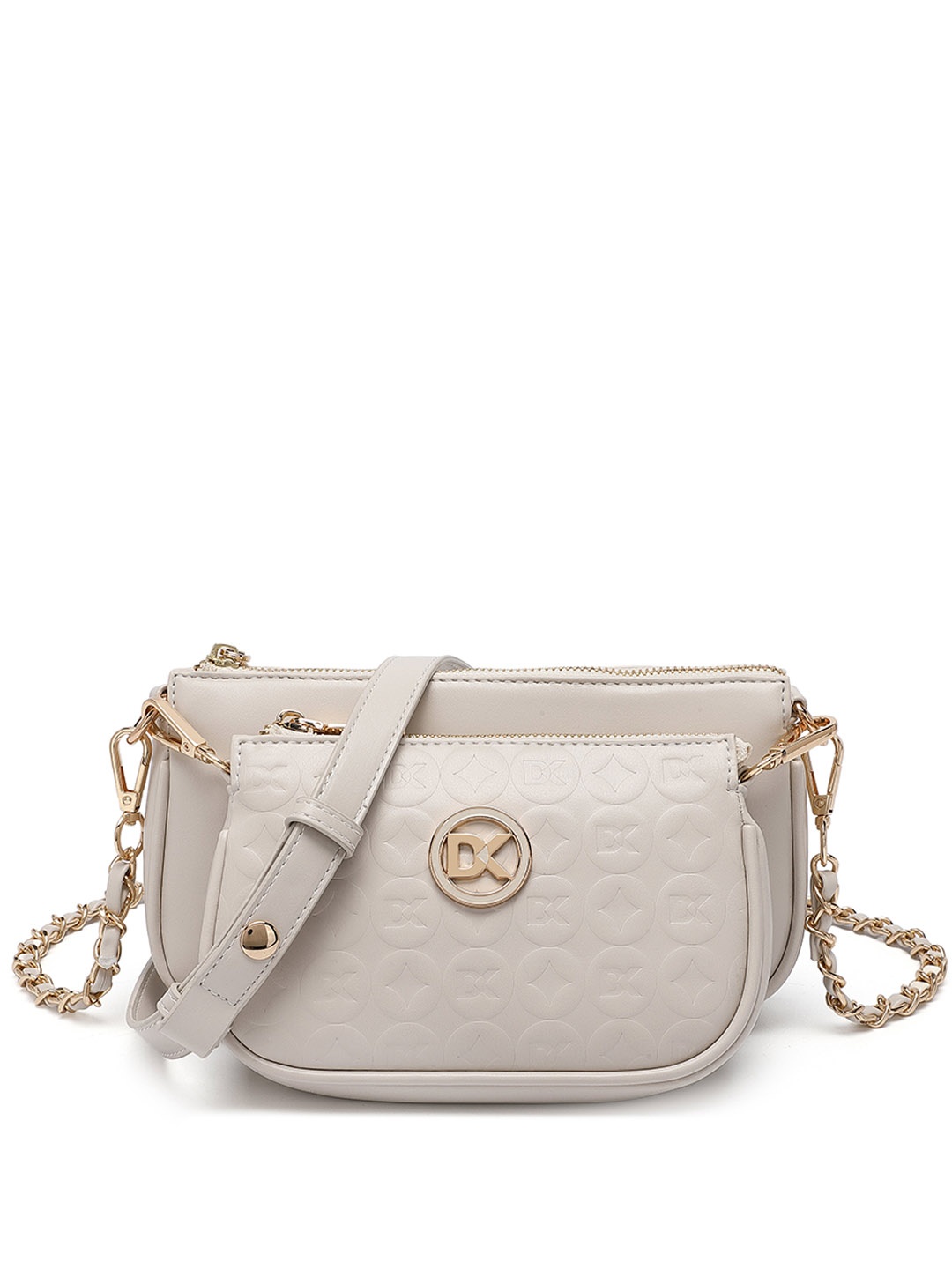 

Diana Korr Colourblocked PU Oversized Shopper Tote Bag with Applique, Off white