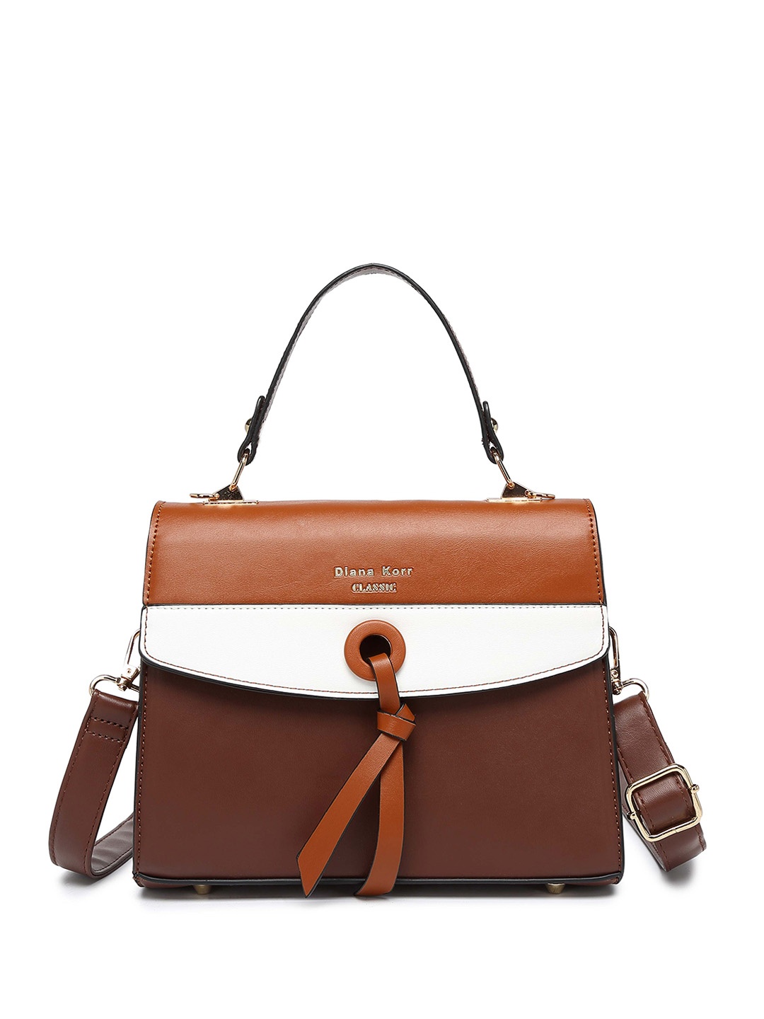 

Diana Korr Colourblocked Structured Handheld Bag, Brown