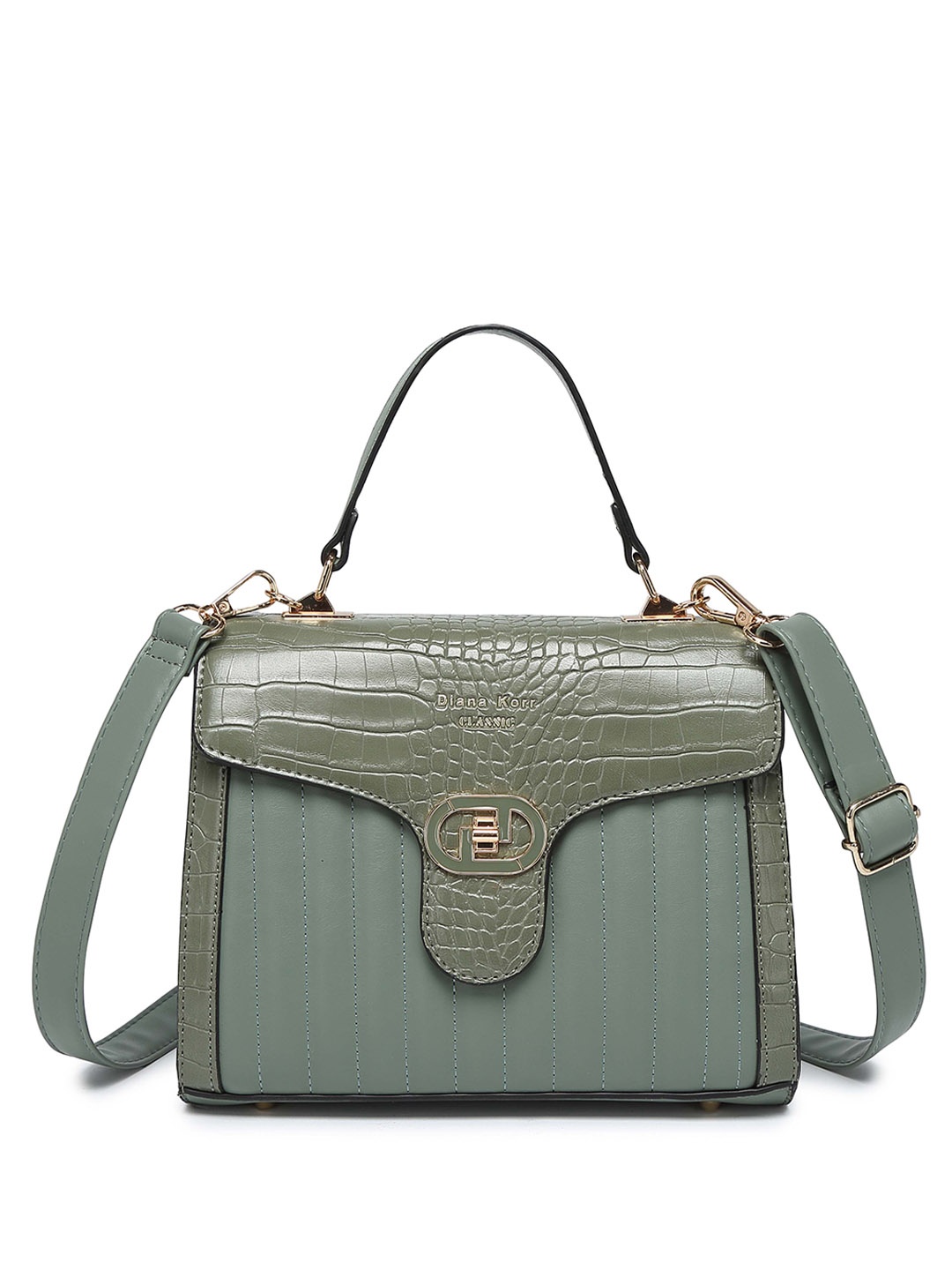 

Diana Korr Colourblocked PU Structured Handheld Bag, Green