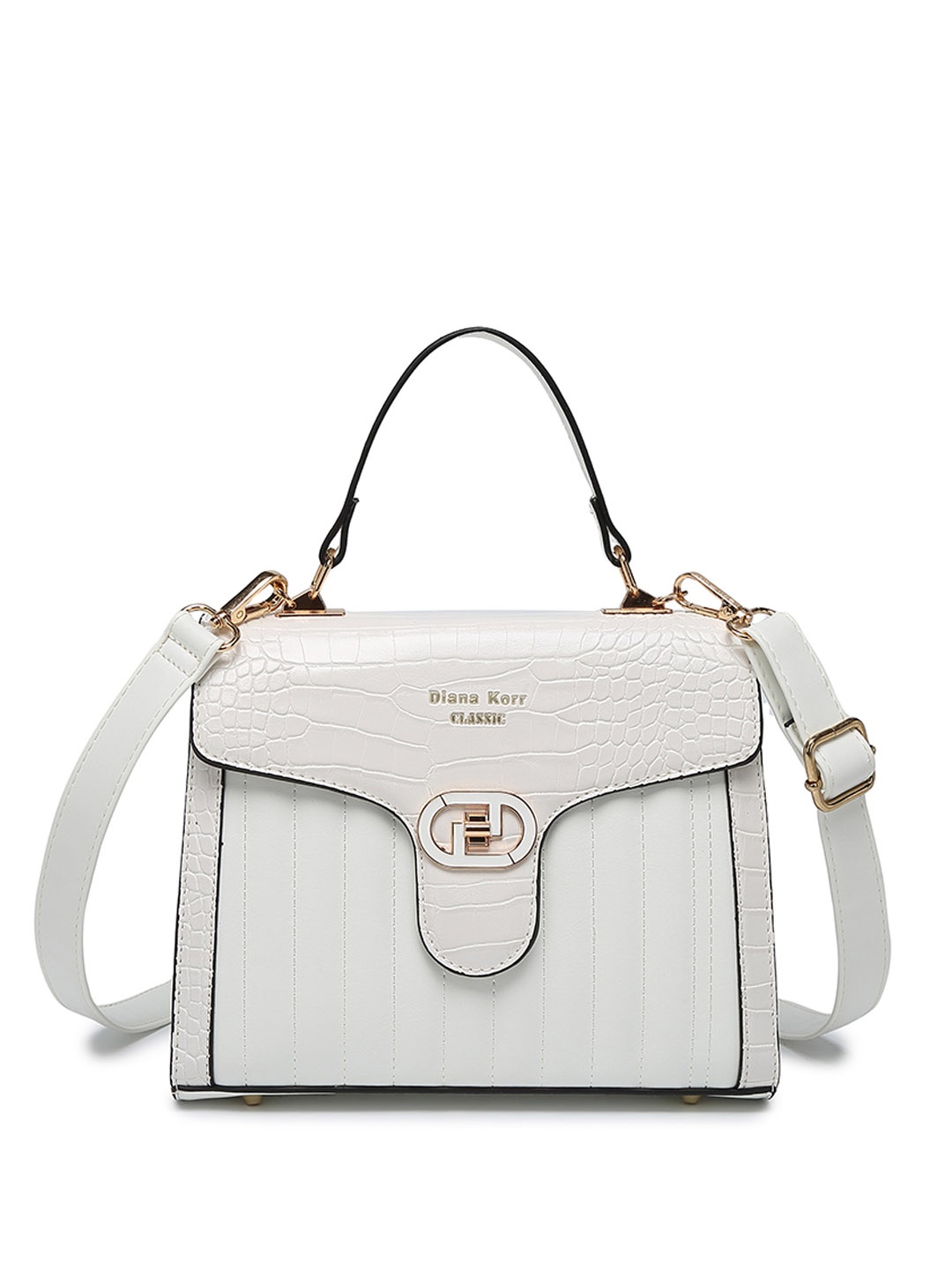 

Diana Korr Animal Textured Swagger Satchel, Off white