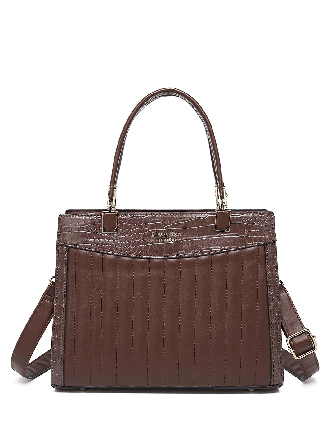 

Diana Korr Textured Zip Detail PU Structured Handheld Bag, Brown