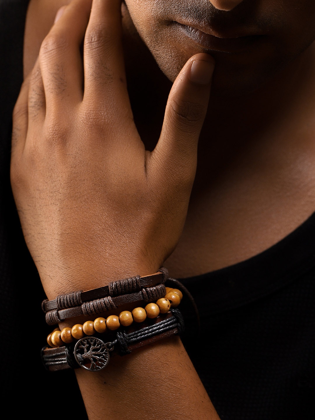 

The Roadster Lifestyle Co. Men Set Of 3 Multistrand Bracelets, Brown