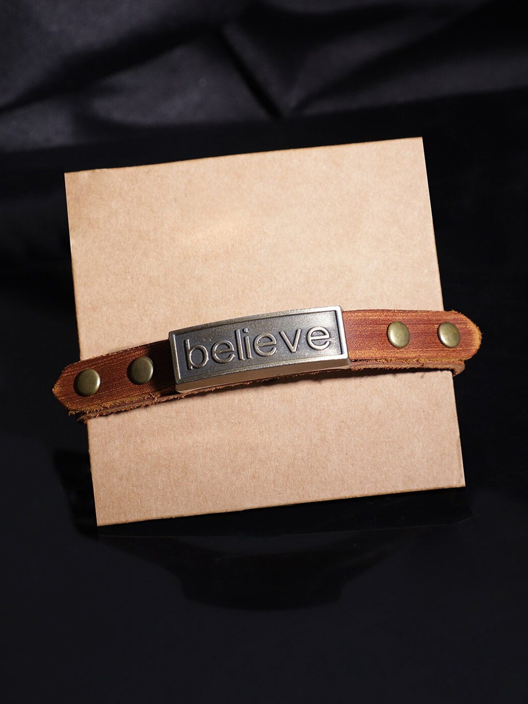

The Roadster Lifestyle Co. Men Adjustable Believe Leather Wrap Bracelet, Brown