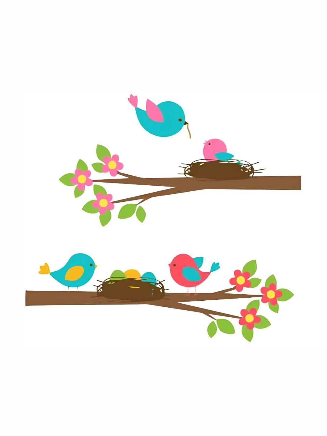 

Wallpics Pink & Blue Bird Printed Wall Sticker