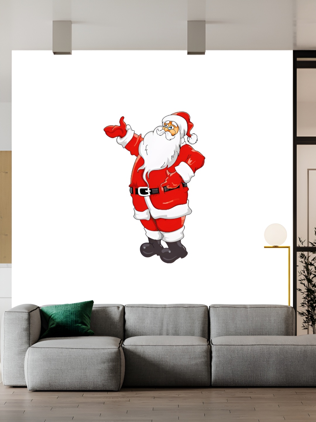

Wallpics White & Red Santa Printed Waterproof Wall Sticker